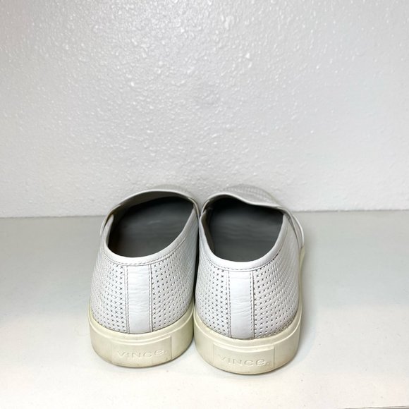 Vince Perforated Blair 5 Slip-On Sneakers Leather Shoes White 8 - Picture 6 of 8